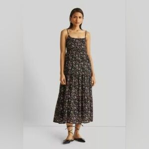 Reistor Black Floral Midi Dress